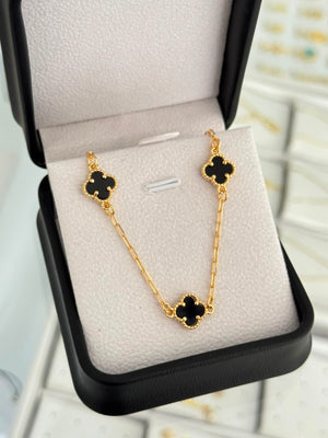 Pulsera eslabón con trébol 19cms