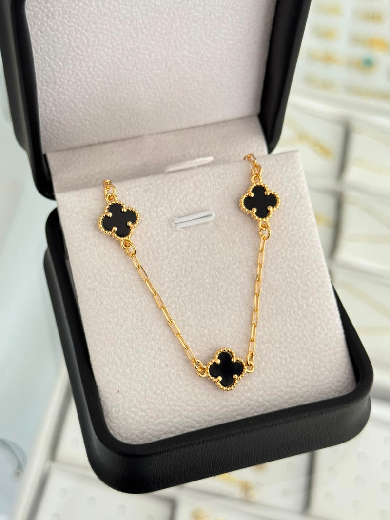 Pulsera eslabón con trébol 19cms