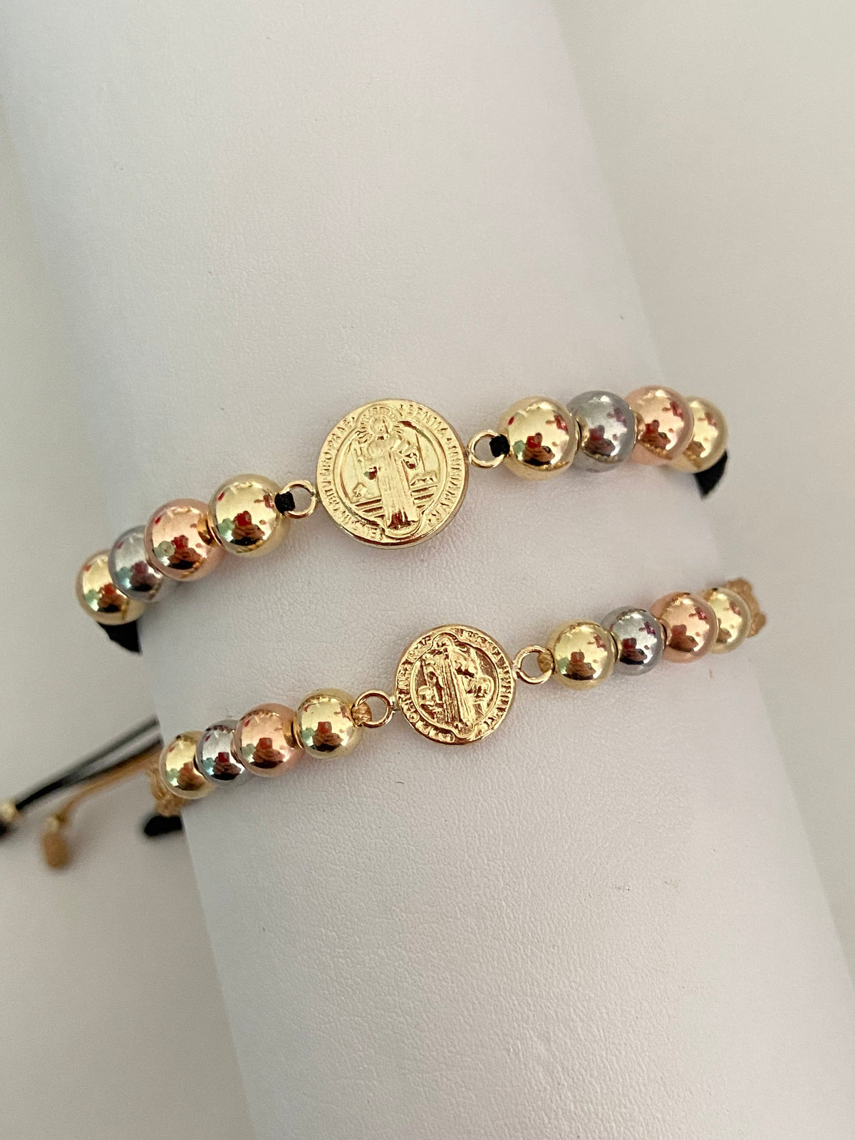 Pulseras pareja San Benito mediano y pequeño (5mm y 6mm)