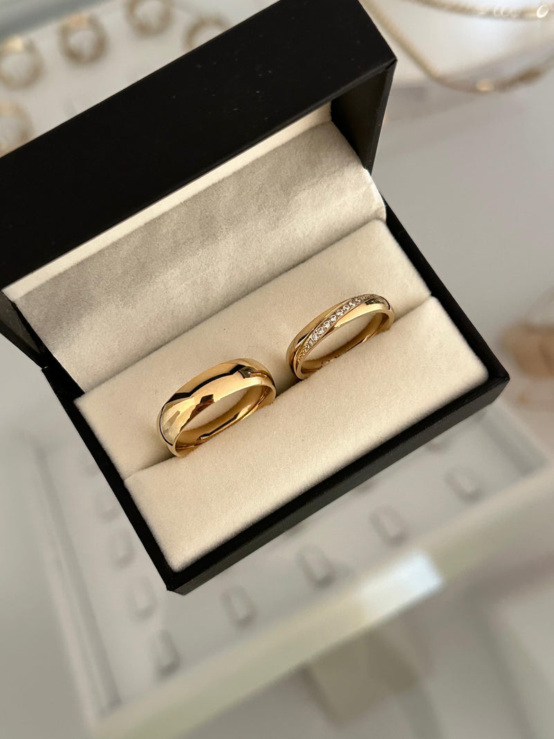 Anillo liso y anillo curve pareja matrimonio 👰‍♀️🤵‍♂️
