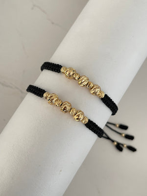 Pulsera Pareja Balín diamantado (4mm y 6mm)
