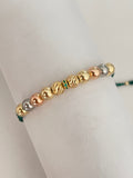 Pulsera 6 milímetros tres oros diamantada + rondel
