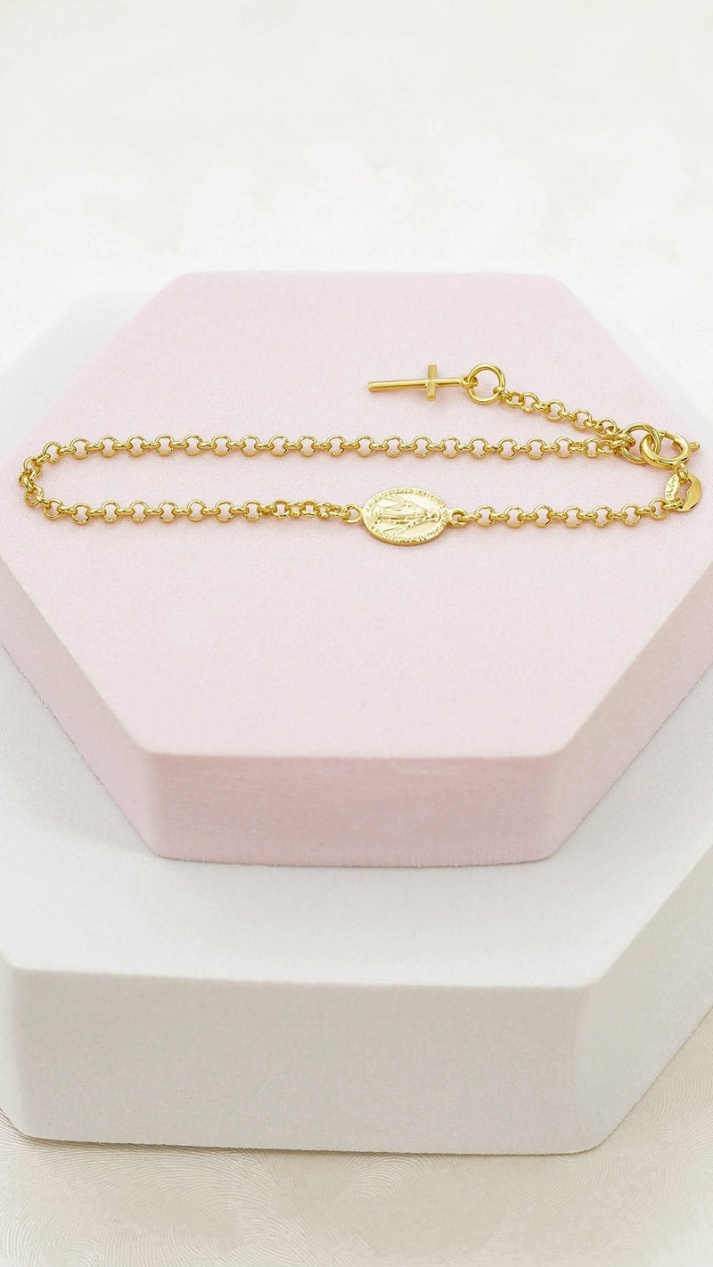 Pulsera Virgen Milagrosa 16.5 Cms Extensor Cruz