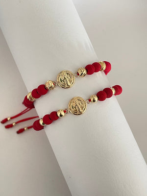 Pulseras pareja san Benito mediano (6mm y 5mm)