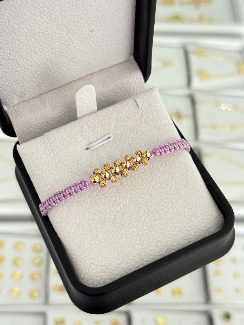 Pulsera tejido balín. N de Balín: #2 diamantado, #4 liso