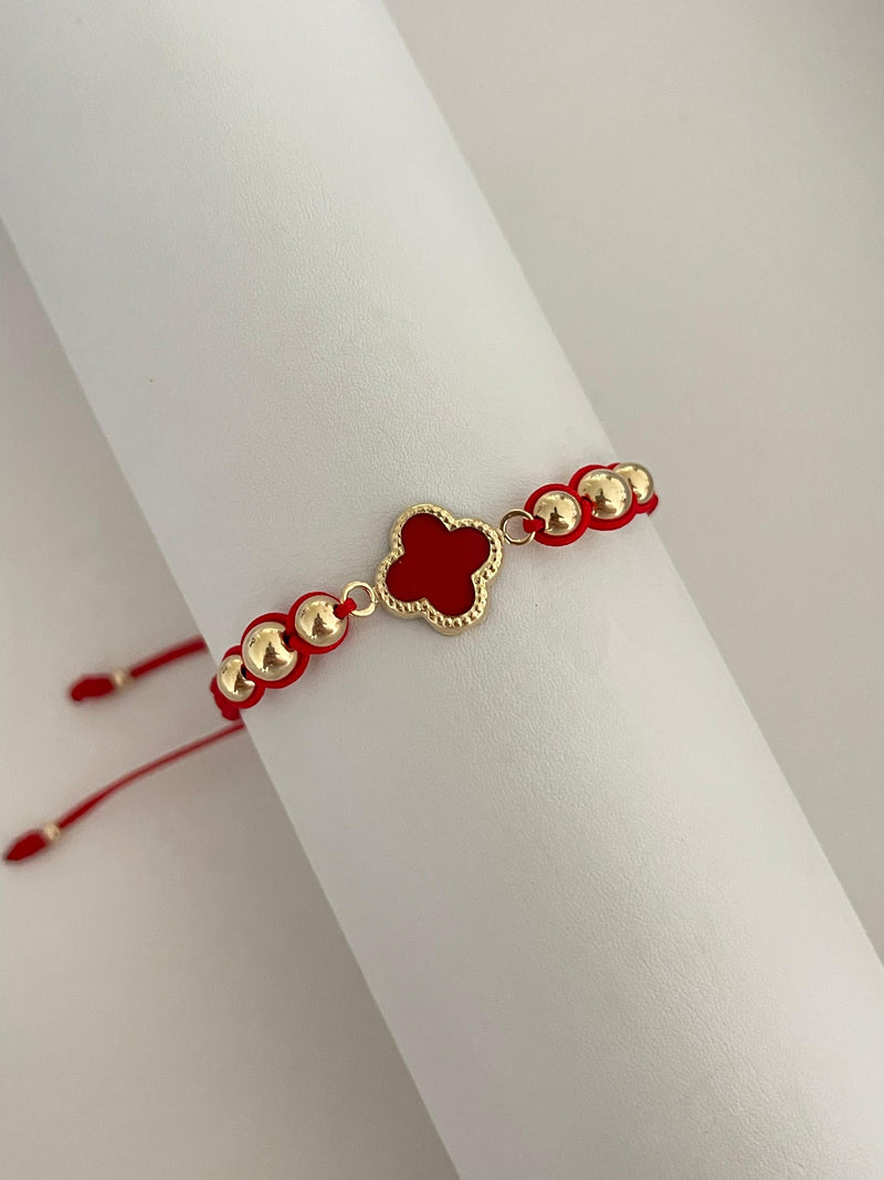 Pulsera trébol rojo (6mm, 5mm)