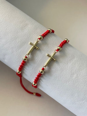 Pulseras cruz de pareja (4mm)