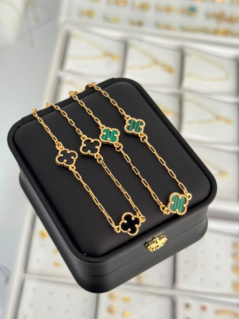 Pulsera eslabón con trébol 19cms