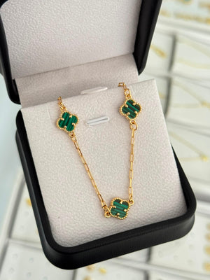 Pulsera eslabón con trébol 19cms
