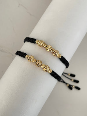 Pulsera Pareja Balín diamantado (4mm y 6mm)