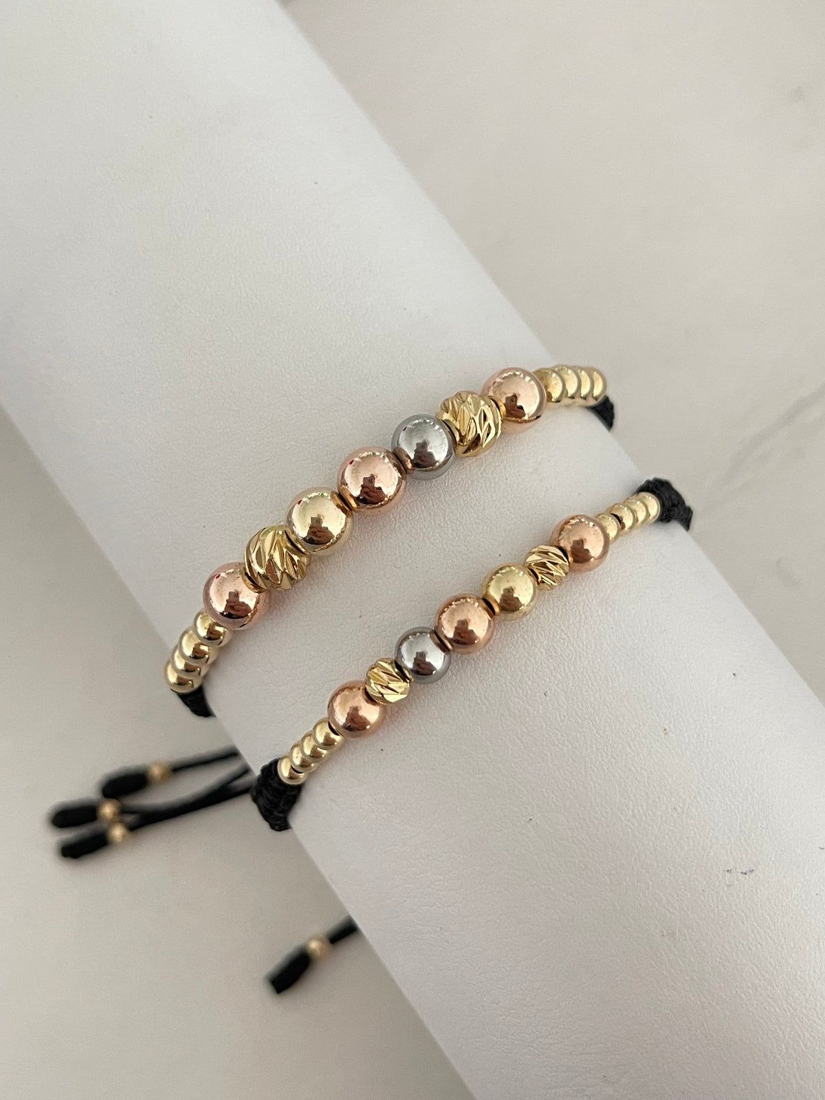 Pulseras parejas 3 oros diamantada (5mm y 6mm)
