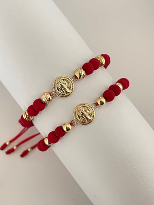 Pulseras pareja san Benito mediano (6mm y 5mm)