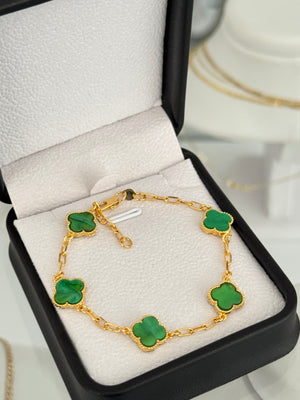 Pulsera eslabones trébol verde