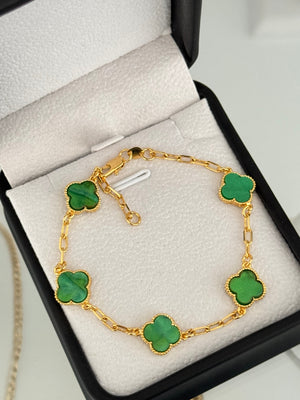 Pulsera eslabones trébol verde