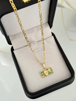 Cadena 3x1 IT 2.9mm 65cm + Dije dólar verde