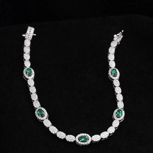 Brazalete deluxe green 18.5 Cms, plata ley 925