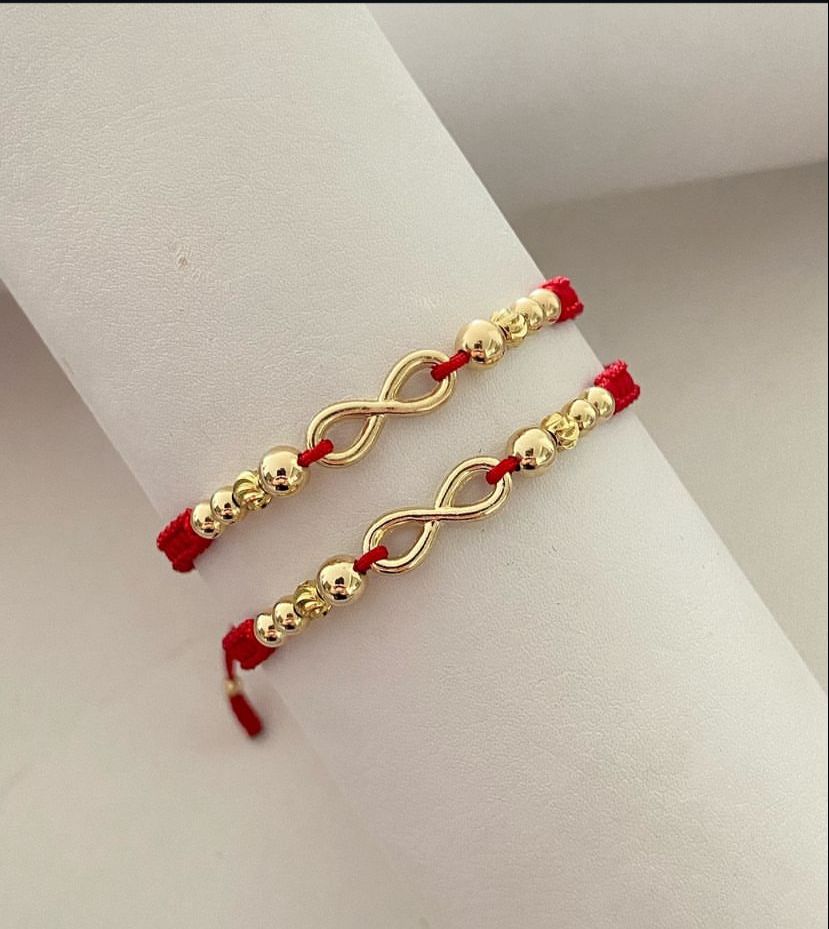 Juego pulsera con herraje infinito con balines lisos e italianos #4. X2