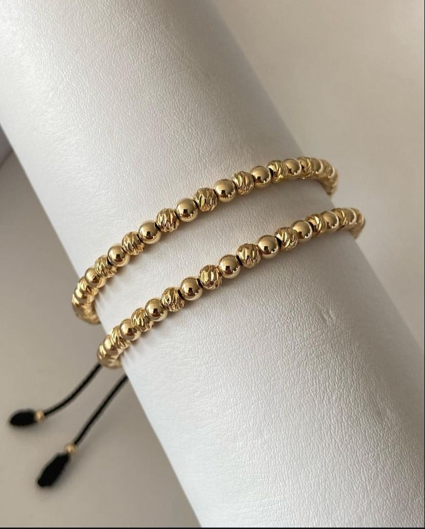 Juego pulsera con balines lisos y diamantados #4. X2