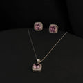 Conjunto pave circon rosado