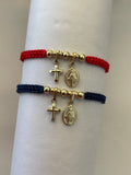 Pulsera Pareja milagrosa cruz (4mm y 3mm)