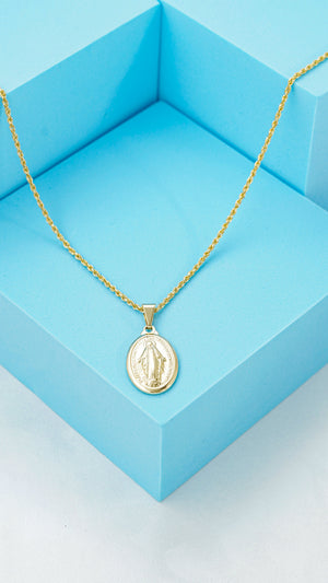Cadena Tejido Lazo ( 45cms  )+ Dije Virgen milagrosa