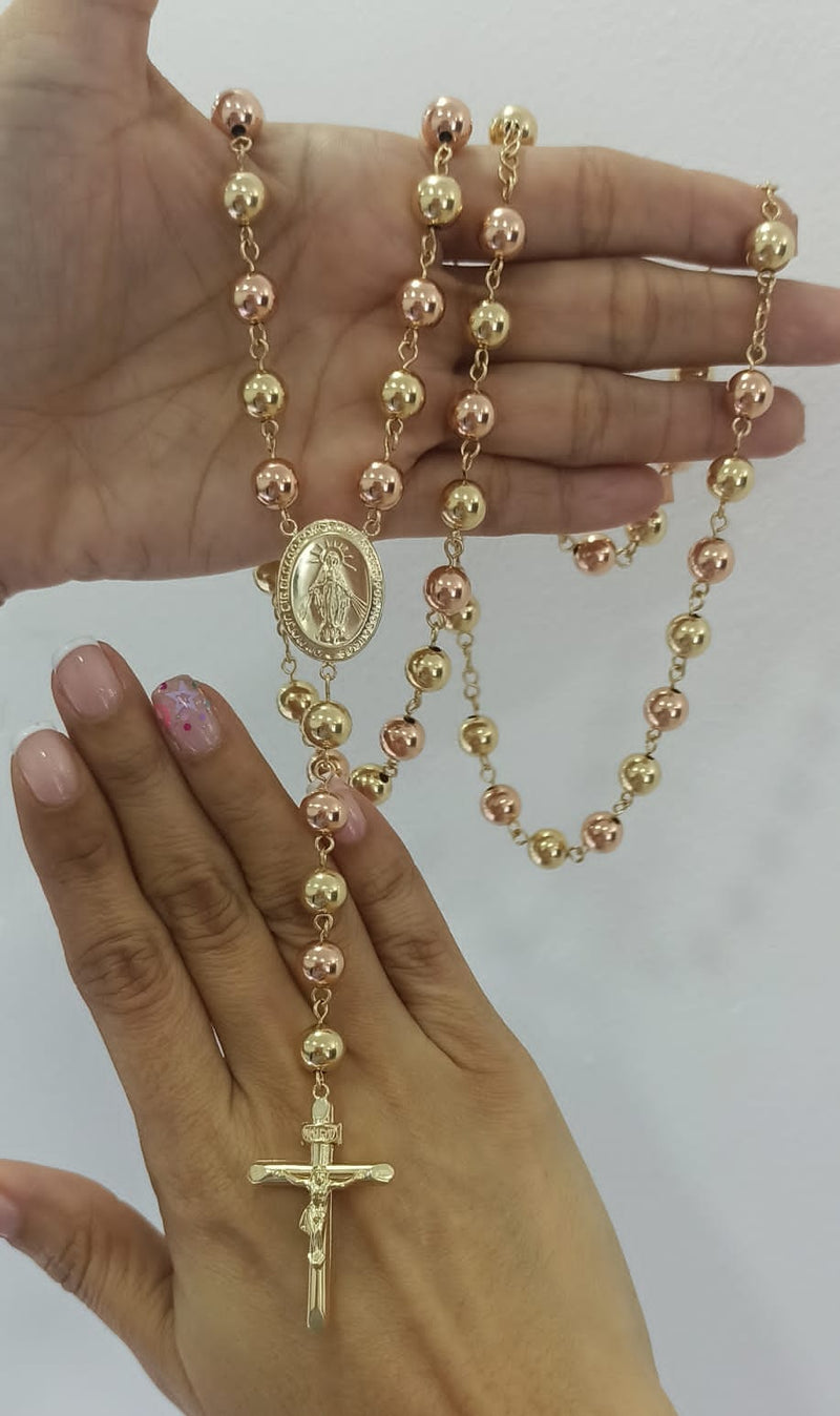 Rosario 2 oros balin 8mm ( 65cms )