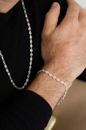 Pulsera Gcc 4 mm 19 Cms, plata ley 925