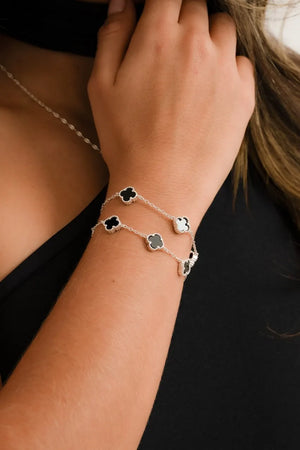 Pulsera clover black 5H 10mm 17 Cms + Ext